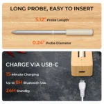 YPL-15 Smart Bluetooth Wireless Meat Thermometer IP68 Waterproof Food Probe for BBQ Oven Grilling - Image 8